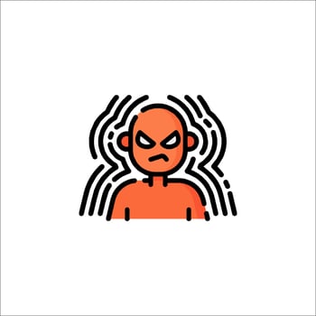 An angry man icon with a face and a spider vector