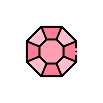 A pink diamond icon in a flat style vector