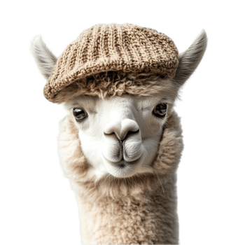 Alpaca with Brown Knit Cap png