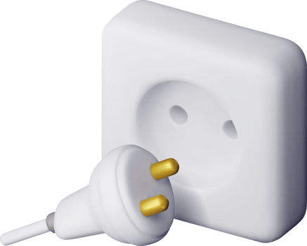 3d white plug and socket icon png