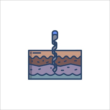A line drawing of a piece of soil with a hole in it vector