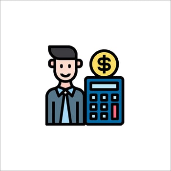A man with a calculator and a dollar sign vector