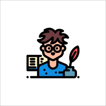 A man with glasses and a pen is holding a book vector