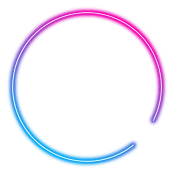 Neon Glowing Circle Border Frame. Gradient Circle Frame in Blue and Pink. png
