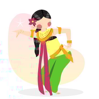 Pendet traditional dance from indonesia vector