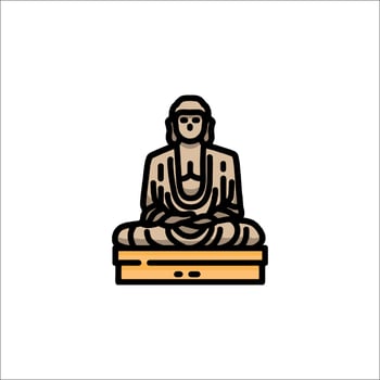 Buddha statue icon in line style on white background vector