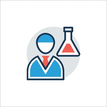 A man holding a flask and a test tube icon vector