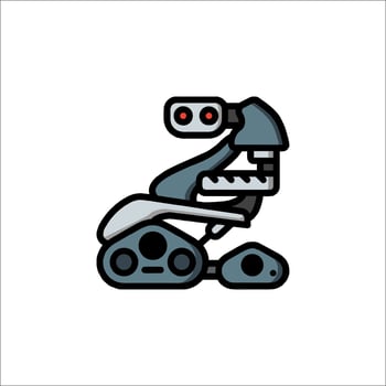 A robot is sitting on a chair with a red light vector