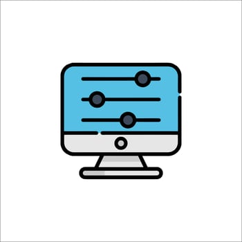 A computer monitor with a blue icon vector
