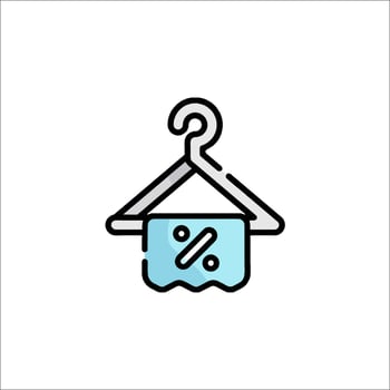 A blue icon of a hanger with a price tag vector