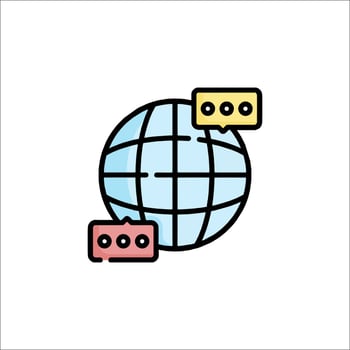 A globe with two chat bubbles on it vector