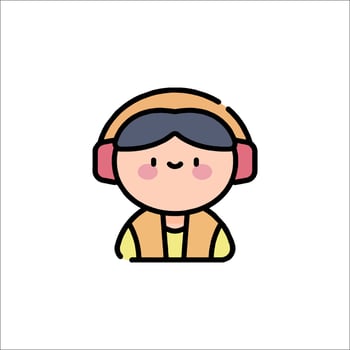 A girl wearing headphones icon vector