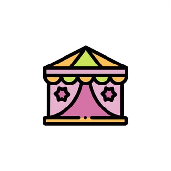 A colorful circus tent icon vector