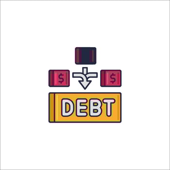 Debt icon, illustration, flat style, isolated on white background vector