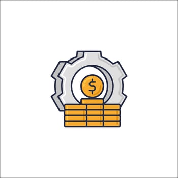 A gearwheel with a dollar sign on top vector