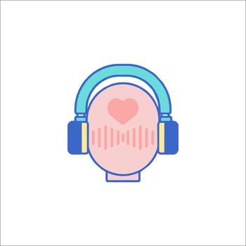 A person wearing headphones with a heart on their head vector