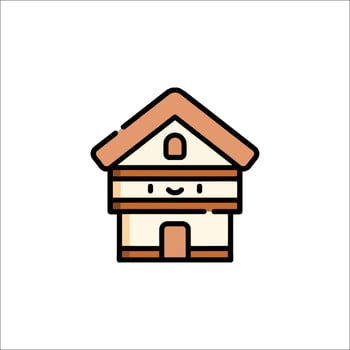 A cartoon house icon with a smiley face vector