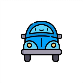 A blue car with a smiley face on it vector
