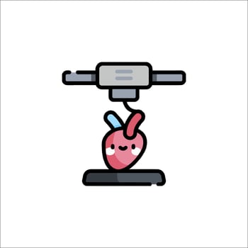 A cartoon heart is being held by a machine vector