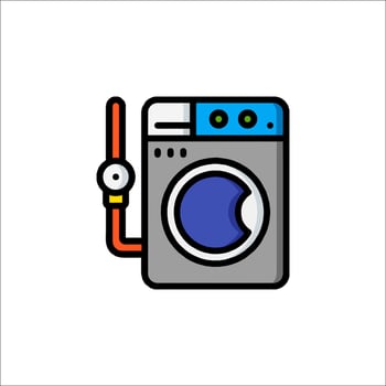 A washing machine icon with a hose attached to it vector