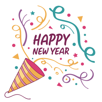 Vibrant Party Decorations Embracing New Year Spirit png