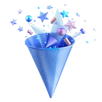 Festive Blue Cone Filled with Celebration png