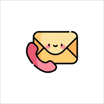A cartoon envelope with a phone on it vector