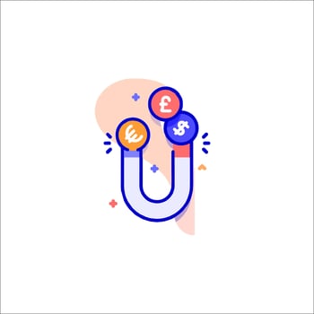 A magnet with money and coins on it vector