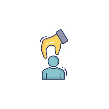 A person is being held up by a hand vector