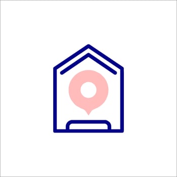 A house with a map icon on it vector