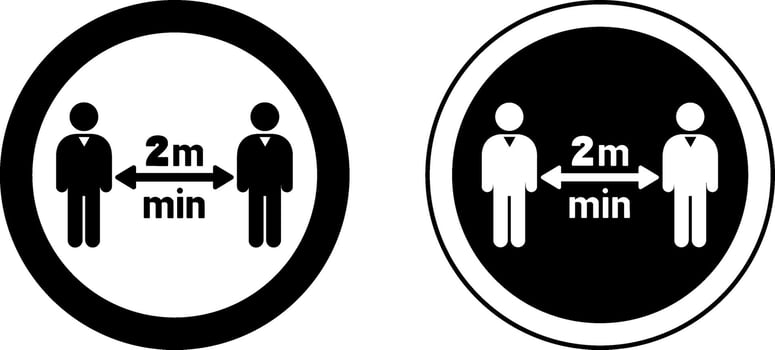 Signs Keep Distance. Black and White Icons. Safety Measures, Prevention of Infectious Diseases. Coronavirus Protection. Warning Sign About Mandatory Social Distance. Medical Concept vector