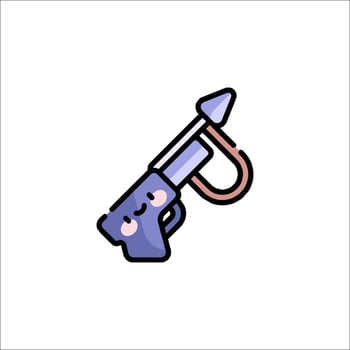A cartoon gun with a hook on it vector