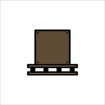 A wooden box on a shelf icon vector