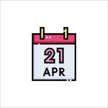 A calendar with the date 21 april on it vector
