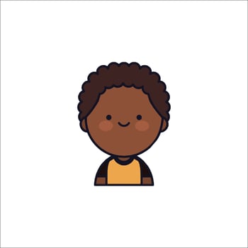 A cartoon boy with curly hair and a yellow shirt vector