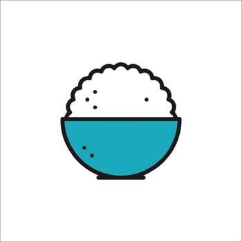 Rice bowl icon in line style on white background vector