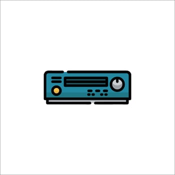 A blue and yellow stereo player icon on a white background vector