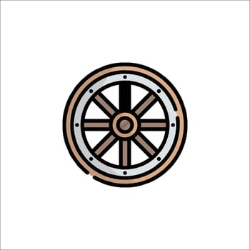 A wheel icon in a flat style vector