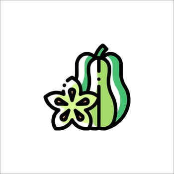 A green and white fruit with a flower on it vector