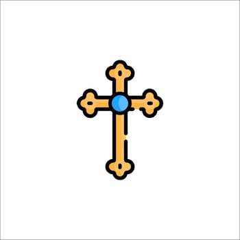 A cross icon with a blue stone in the center vector