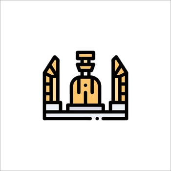 A line icon of a building with a clock on top vector