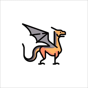 A dragon with wings and a tail on a white background vector
