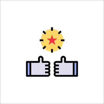 Two thumbs up icon with a star on it vector