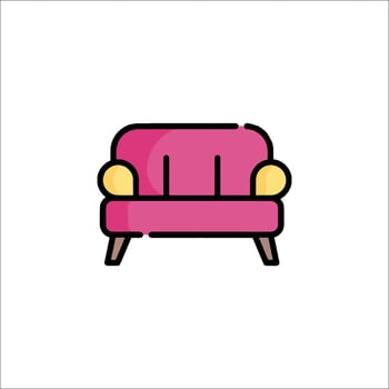 A pink couch icon on a white background vector