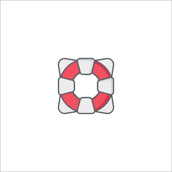 A red and white life preserver icon vector