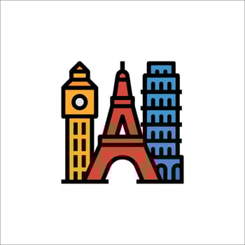 Travel icon with the eiffel tower and the tower of london vector