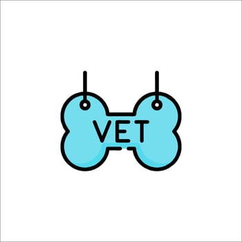 A blue dog bone with the word vet on it vector