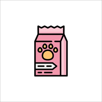 A pink bag of dog food with a paw print vector
