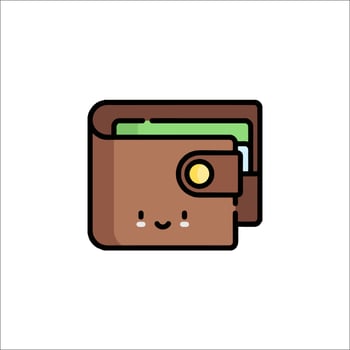 A wallet icon with a smiley face vector