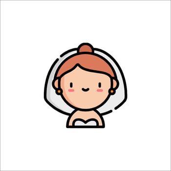 A bride icon with a red hair and a veil vector
